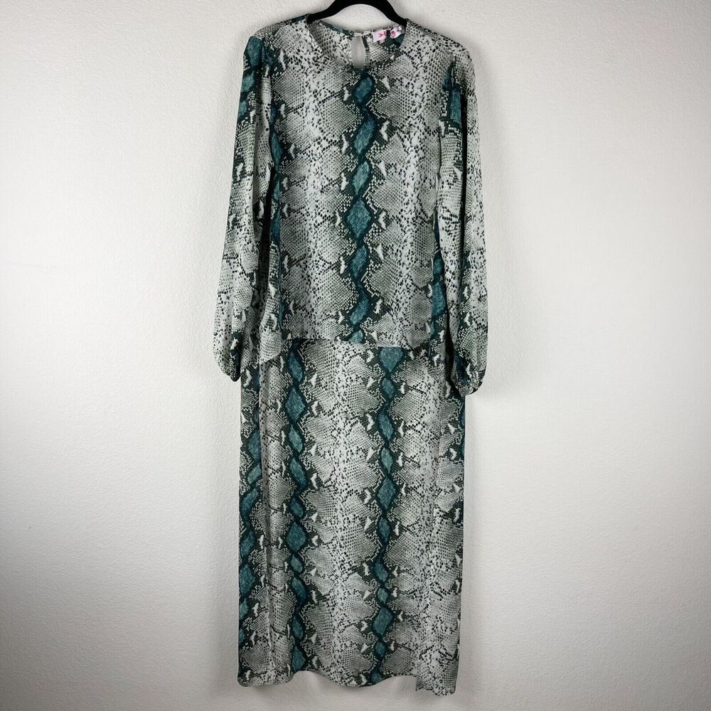Buddy Love Kiki Top Womens‎ Large Gray Snake Print Sheer High Low Festival Boho